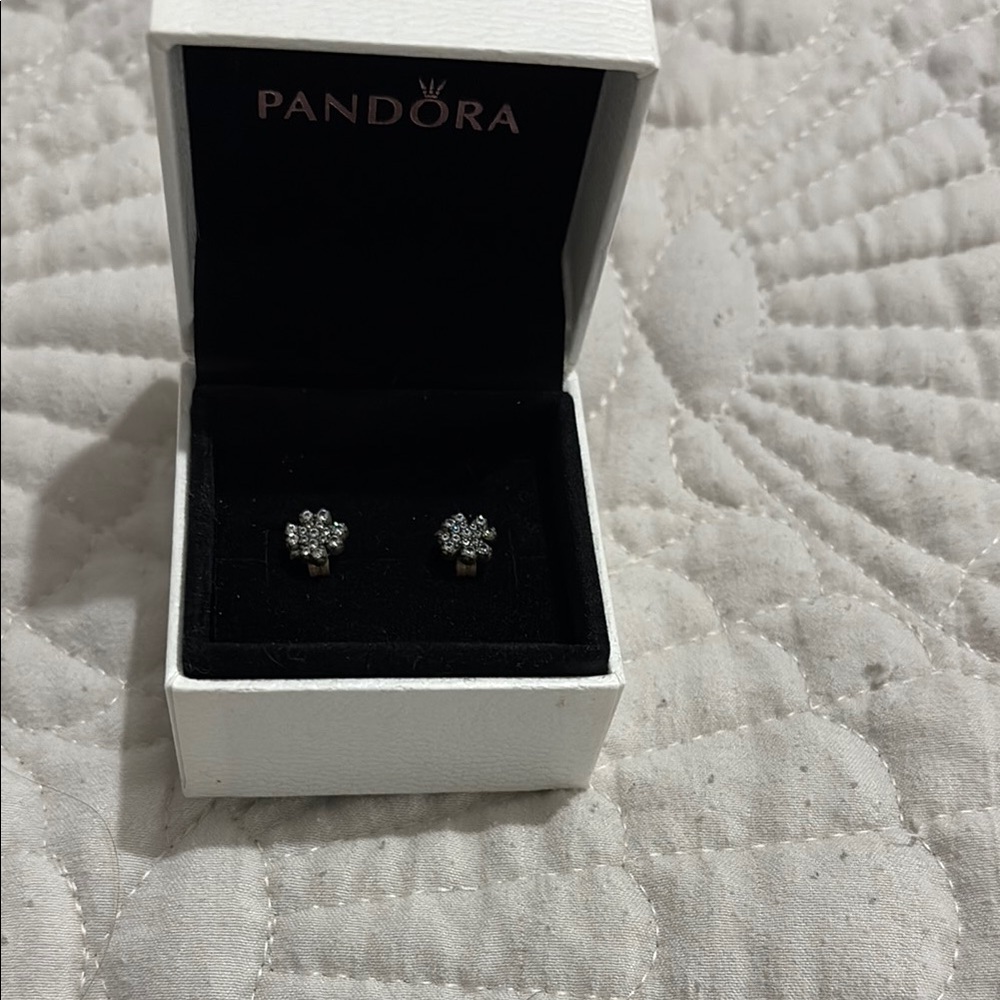 Pandora Silver Floral Earrings